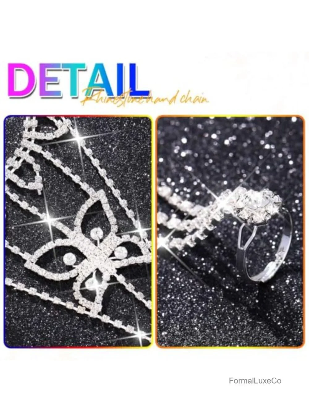 Rhinestone Fingerless Gloves Bridal Hand Chain Women Wedding